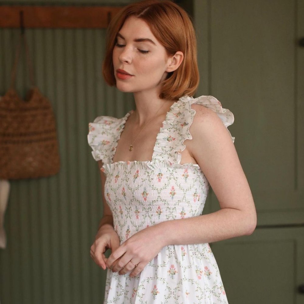 Hill House Home The Ellie Nap Dress - Pastel Trellis